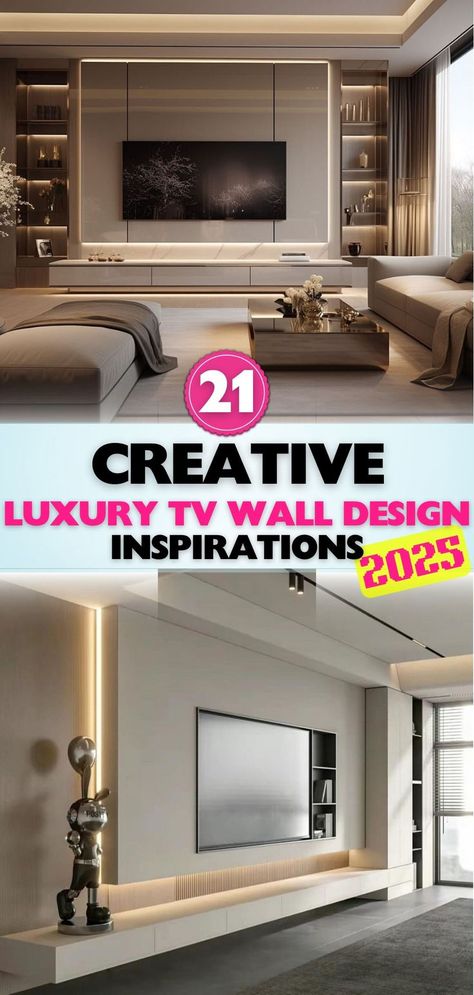 Dive into the best luxury TV wall designs that redefine your entertainment area with elegance and modernity. Tv Wall Design Luxury, Tv Wall Design Modern Luxury, Luxury Tv Wall, Tv Wall Ideas, Wall Trends, Modern Tv Wall, Wall Designs, Tv Wall Design, Living Room Tv Wall