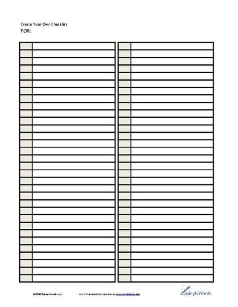 Free blank checklist | lists - Free Printable Sample Document Templates, Forms and Calendars Blank Checklist, Family Binder, Home Binder, House Cleaning Checklist, Printable Checklist, Checklist Template, Spreadsheet Template, Planner Printables Free, Pdf Templates