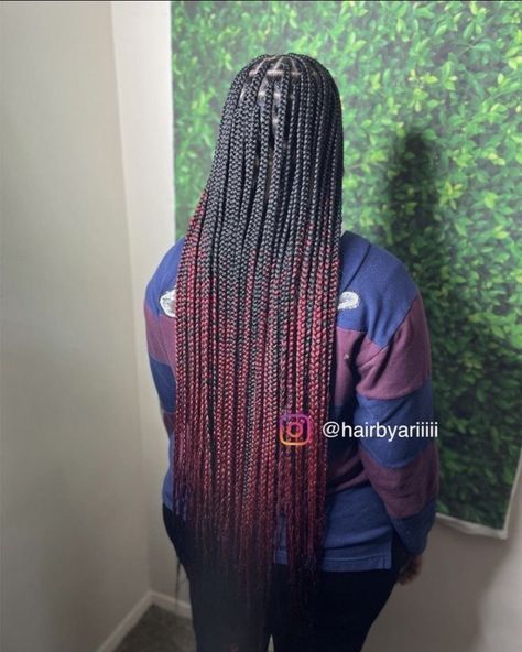 Plaits Box Braids, Braids With Red, Braids Plaits, Braids Red, Ombre Braids, Red Braids, Braids Ombre, Ombre Box Braids, Latest Hair Braids