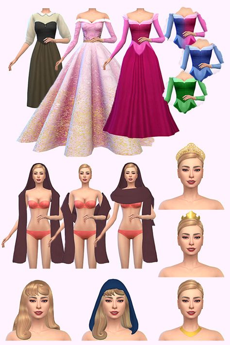 Sims 4 Aurora Hair, Sims 4 Medieval Royalty Cc, Sims 4 Cc Disney Patreon, Disney Princess Dresses Sims 4 Cc, Sims 4 Royal Outfits, Ts4 Disney Princess Cc, Sims 4 Cc Sleeping Beauty, Sleeping Beauty Sims 4 Cc, The Sims 4 Disney Princess Cc