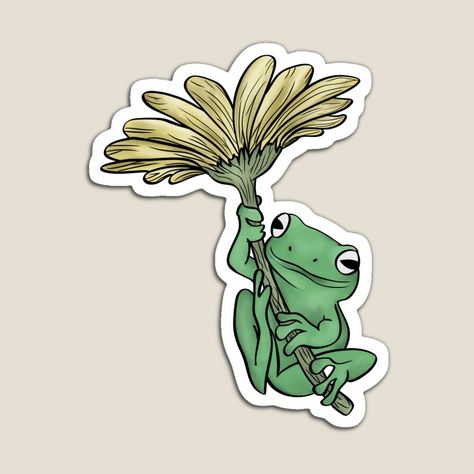 Frog with flower by ErinGarzaprints | Redbubble Frog On A Flower, Frog With Flower, Cute Frog, Cute Frogs, A Flower, Reptiles, Stranger Things, Top Artists, Science Poster