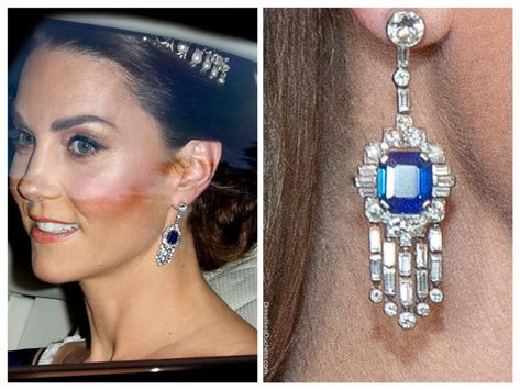 6 of Kate Middleton's Favorite Sapphire Jewelry Pieces - Dress Like A Duchess Kate Middleton Earrings, Kate Middleton Jewelry, Blue Slip Dress, Kate Middleton Outfits, Engagement Rings Princess, Ariana Grande Style, Fine Jewelery, William Kate, Royal Jewels