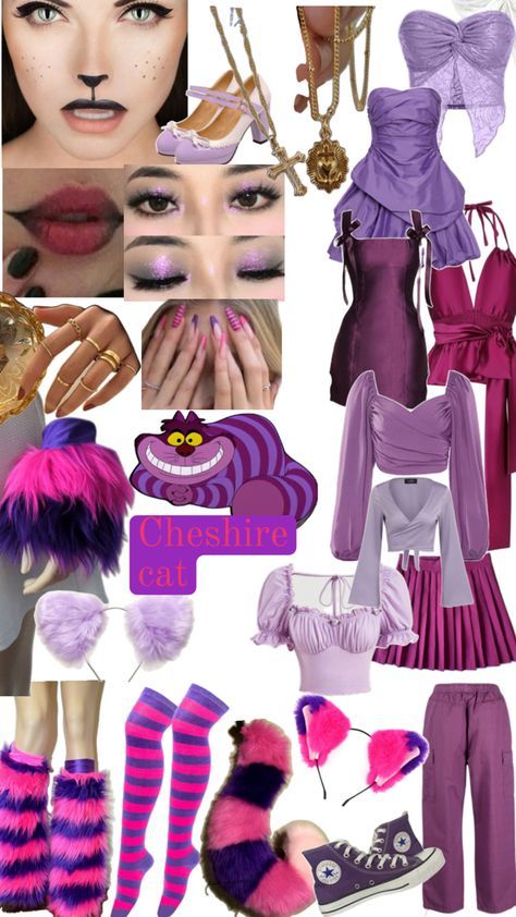 Cheshire Cat Costume Makeup, Cheshire Cat Diy Costume, Cat From Alice In Wonderland Costume, Chester Cat Costume, Cheshire Cat Fancy Dress, Cat Rave Outfit, Cheshire Cat Outfit Ideas, Cheshire Cat Costume Diy, Chesire Costume