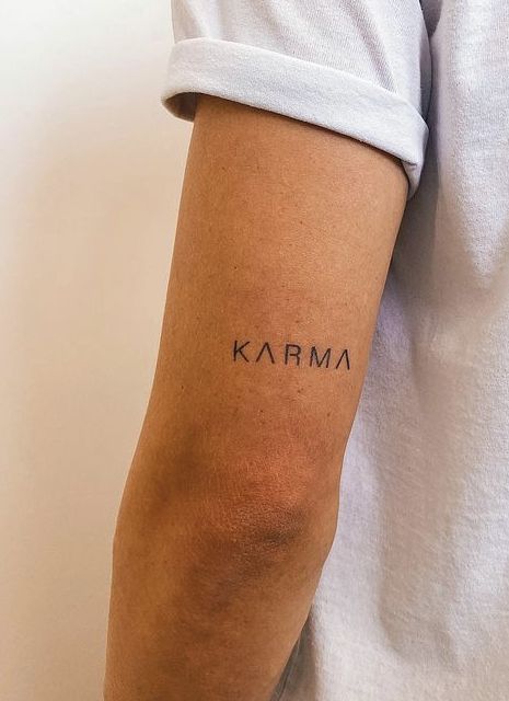 Mini Tats Wrist, Small Karma Tattoo Design, Tattoo For Karma, Karma Hand Tattoo, Karma Tattoo On Finger, Karma Tattoo For Men, Neckline Tattoo, Karma Tattoo Ideas Women, Mini Tattoos For Girls