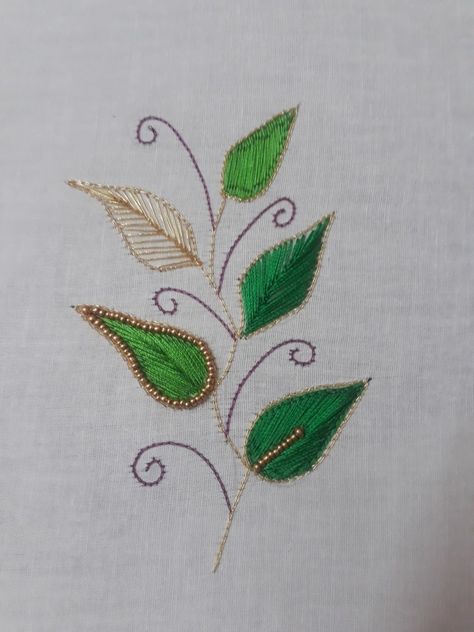 Aari work  leaf filling Fly Stitch Leaf Filling Design In Aari, Aari Work Picture, Fly Stitch Filling Design In Aari, Aari Leaf Design Tracing, Leaf Filling Stitch Design, Zardosi Leaf Filling Stitch Design, Leaf Filling In Aari Work Design, Aari Leaf Design, Leaf Design Aari Work Blouse