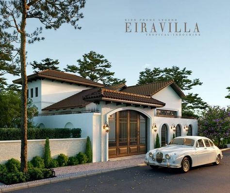 Spanish Mediterranean Homes Exterior, Elegant Villa, Home Styles Exterior, House Outer Design, Small House Elevation Design, Mussoorie, Kerala House Design, Architectural Design House Plans, House Arch Design