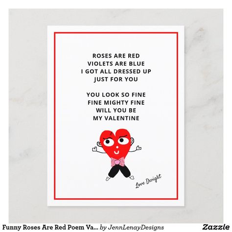 Funny Roses Are Red Poem Valentines Day Girlfriend Holiday Postcard Roses Are Red Violets Are Blue Funny Romantic, Red Poem, Roses Are Red Funny, Roses Are Red Poems, Valentines Day Girlfriend, Valintines Day, Surprise Your Girlfriend, Diy Best Friend Gifts, Romantic Poems