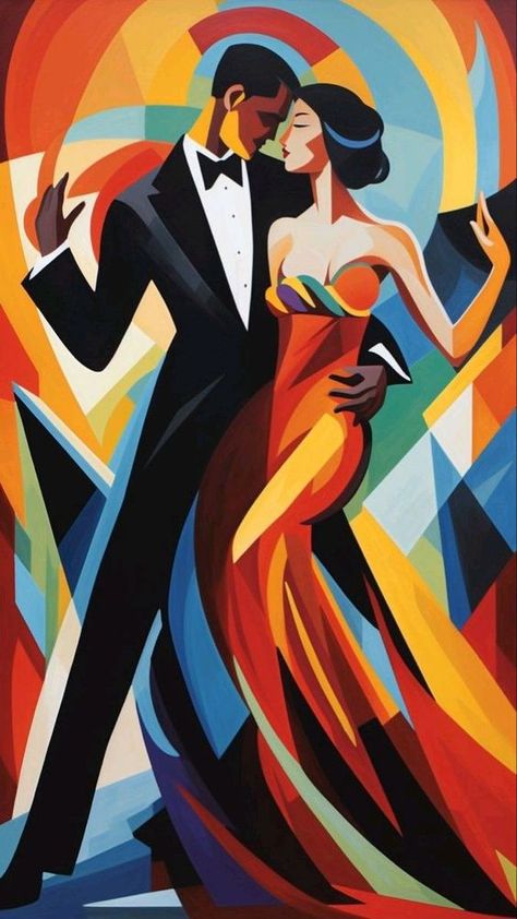 Tango Art Drawings, Abstract Couple Art, Couple Abstract Painting, Couple Dancing Art, Social Realism Art, Couple Portrait Painting, Art Tango, Painting Of A Couple, A Couple Dancing