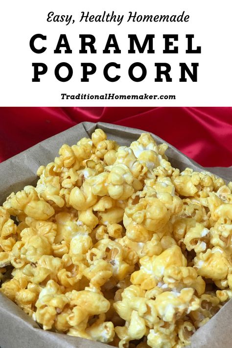 Caramel Popcorn Recipe Easy Brown Sugar, Diy Caramel Popcorn, Healthy Homemade Caramel, Caramel For Popcorn, Caramel Popcorn Recipe No Corn Syrup, Popcorn Recipes Microwave, Caramel Popcorn Without Corn Syrup, Corn Syrup Recipes, Chewy Caramel Popcorn