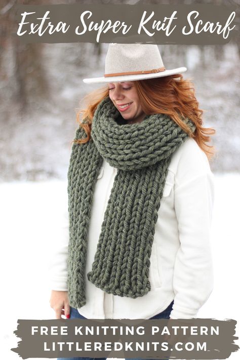 Jumbo Yarn Scarf, Chunky Scarf Knitting Pattern, Chunky Scarf Pattern, Knitting Pattern Beginner, Chunky Wool Scarf, Beginner Knit, Super Chunky Wool, Bulky Scarf, Chunky Crochet Blanket Pattern