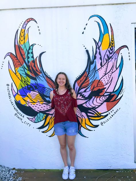 Wings Mural Street Art, Wing Mural, Wings Mural, Farm Map, Mural Street Art, Angel Wings Wall Art, Wall Murals Diy, Angel Wings Wall, School Murals