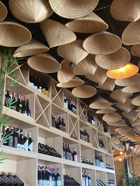 Bamboo Ceiling Design, Shusi Bar, Filipino Style Restaurant Interior, Thai Restaurant Design Interiors, Filipino Restaurant Interior Design, Filipino Inspired Restaurant Interior Design, Bamboo Restaurant Interior Design, Vietnamese Restaurant Interior Design, Filipino Decor