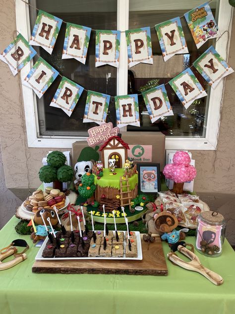 Animal Crossing Birthday Cake Ideas, Animal Crossing Party Decorations, Animal Crossing Party Ideas, Animal Crossing Birthday Cake, Acnh Birthday, Animal Crossing Birthday Party, Animal Crossing Cake, Max Wolfe, Nintendo Birthday Party