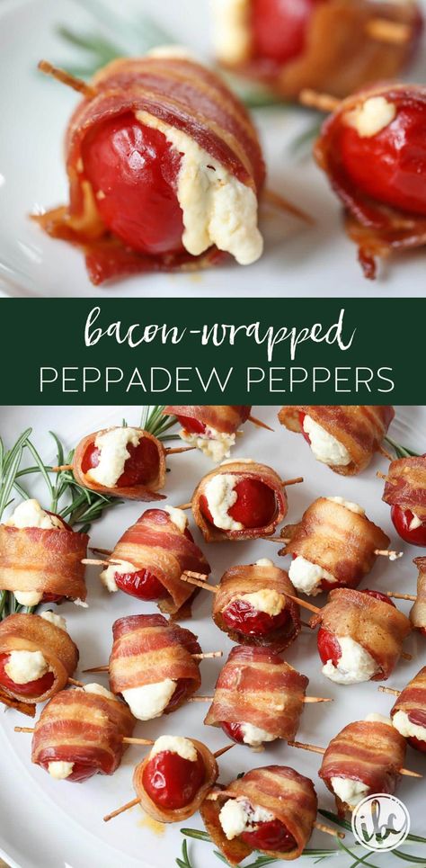 Big success NYE 2019! Time-consuming though. 1) Sort out the bigger Peppadews, return small ones to jar for future general use. 2) Bacon cooks slower on rack, unnecessary, lay directly on foil. 3) I am not a fan of excess cream cheese, so I put in a dollop per pepper, they were far from stuffed. 4) The less wide the bacon the better. I had some wide bacon that I had to cut lengthwise.  Peppadews are pretty small, so it really isn't necessary to wrap them fully in bacon, a semi-circle will do. Stuffed Peppadew, Peppers Appetizer, New Year Desserts, Bacon Wrapped Peppers, Veggie Dip Recipe, Peppadew Peppers, New Year's Desserts, Christmas Appetizer, Christmas Desserts Easy