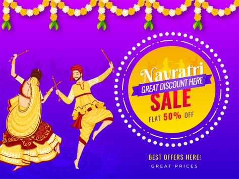 Navratri Offer Poster, Sale Banner Design Ideas, Illustration Of Couple, Sale Banner Design, Navratri Festival, Ayurvedic Products, Fashion Banner, Festival Flyer, Couples Play