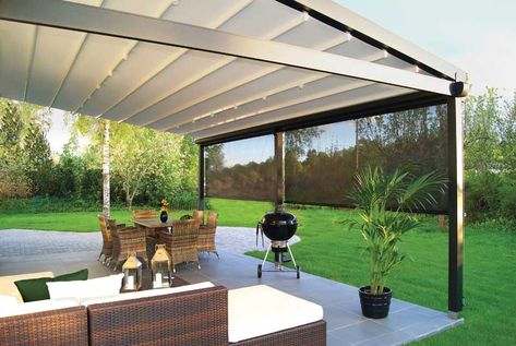 Retractable Roof System Modern Pergola Designs, Awning Roof, Pergola Retractable, Modern Gazebo, Bioclimatic Pergola, Retractable Pergola, Retractable Roof, Modern Pergola, Pergola Garden