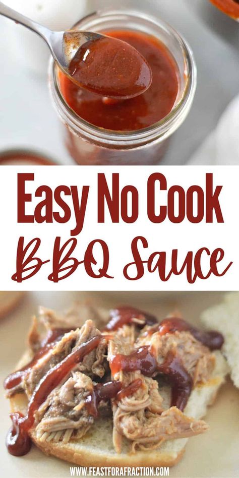 Looking for the easiest way to whip up some finger-licking good BBQ sauce? Dive into this Homemade No-Cook BBQ Sauce recipe—it's the best! With pantry-friendly ingredients like ketchup, brown sugar, and apple cider vinegar, you'll be slathering this sauce on everything. Whether you're grilling up some ribs or craving a pulled pork sandwich, this easy recipe has got you covered. Pulled Pork Sauce Recipe, Simple Bbq Sauce, Barbecue Sauce Recipe Easy, Pulled Pork Bbq Sauce, Easy Homemade Bbq Sauce, Home Made Bbq Sauce, Homemade Pulled Pork, Pulled Pork Sauce, Homemade Barbecue Sauce Recipe