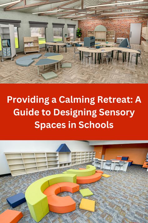 When bringing sensory spaces into schools, one of the primary goals is providing students with strategies to feel more relaxed, comfortable, and engaged throughout the school day. Sensory spaces can be a calming retreat, providing relief to students who struggle with the demands of constant sensory processing that comes from typical school environments. #MiEN #Sensory #SEL #SensoryRooms #SensoryRoom #SocialEmotionalLearning #LearningSpace #SchoolDesign #SchoolFurniture School Wellness Room, School Wellness Center, Special Needs Classroom, School Wellness, Wellness Room, Classroom Desk, Flexible Furniture, Sensory System, Classroom Tables