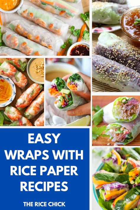 Wraps With Rice Paper - The Rice Chick Spring Roll Lunch Ideas, Wraps With Rice Paper, Rice Paper Lunch Ideas, Rice Paper Veggie Wraps, Salad Wraps Rice Paper, How To Use Rice Paper Wraps, Rice Wrap Recipes, Rice Paper Wraps Recipes, Spring Rolls Recipe Rice Paper