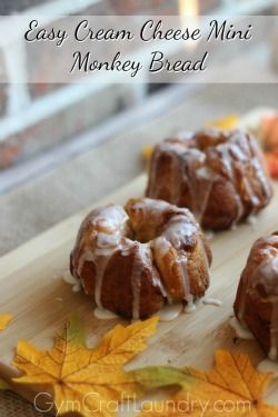 New Year New Ways for Family Fun | Gym. Craft. Laundry. | Bloglovin’ Cream Cheese Monkey Bread, Mini Monkey Bread, Mini Monkey, Mini Bundt, High Protein Low Carb Recipes, Mini Bundt Cakes, Dessert Aux Fruits, Fall Foods, Easy Cream