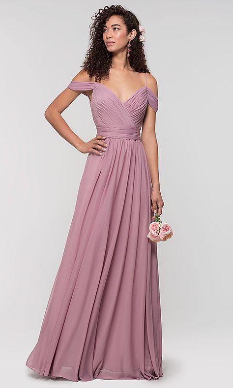 Image of Kleinfeld cold-shoulder long bridesmaid dress. Style: KL-200038 Front Image Cheap Formal Dresses Long, Classic Bridesmaids Dresses, Formal Bridesmaids Dresses, Stunning Bridesmaid Dresses, Sleeveless Bridesmaid Dresses, Kleinfeld Bridal, Purple Bridesmaid Dresses, Bridesmaid Dress Colors, Bridesmaid Dresses Online