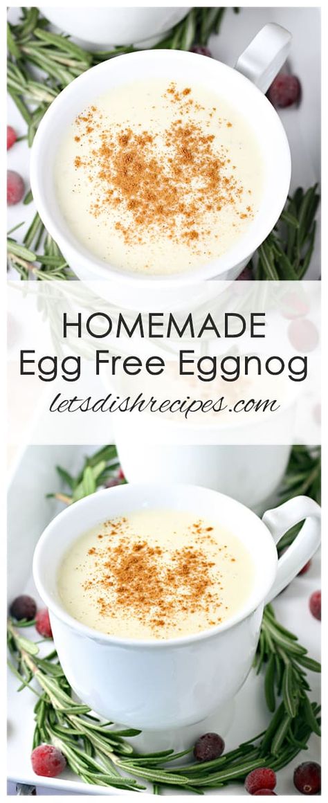 Homemade Egg Free Eggnog Eggless Eggnog Recipe, Eggless Eggnog, Eggnog Rezept, Eggnog Pancakes, Christmas Beverages, Lost Recipes, Eggnog Recipes, Eggnog Drinks, Eggnog Recipe Homemade