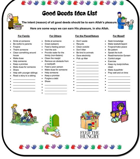 Good deed idea list Quotes Ramadhan, Ramadhan Quotes, Indonesia Quotes, Islamic Kids Activities, Ramadan Kids, Kindness Activities, Ramadan Activities, Summer Preschool, Ramadan Crafts