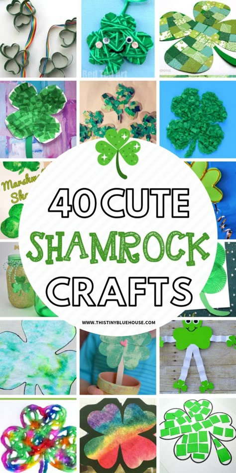 Here are 40 adorable and easy Shamrock Crafts For Kids that are the perfect way to celebrate St Patrick's Day. #stpatricksdaycrafts #stpatricksdaycraftsforkids #stpatricksdaycraftsfortoddlers #DIYstpatricksdaycrafts #stpattysdaycrafts #clovercrafts #shamrockcrafts Shamrock Crafts For Kids, Diy St Patrick's Day Crafts, Shamrock Crafts, St Patrick's Day Crafts For Toddlers, Sant Patrick, Clover Craft, Leprechaun Craft, Shamrock Craft, Saint Patricks Day Art