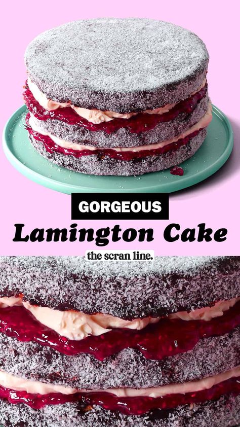 Lamington Cake - www.thescranline.com Lamington Cake Recipe, Lamington Cake, Lamingtons Recipe, The Scran Line, Scran Line, Simple Dinner Ideas, Chocolate And Coconut, Fairy Bread, Impressive Desserts