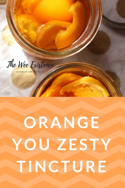 Who doesn't need a bit of TLC? This orange zest tincture (alcohol infused with oranges - can I get a YES!) will help battle nasty viruses/colds with good ol' Vitamin C.  Learn how to make it and reap the benefits on THIS post of The Wee Existence.  #oranges #zest #tincture #tinctures #vitaminc #infusion #alcohol #whiskey #cold #coldblaster #tlc #herbalism #health Cold Remedy Tincture, Cinnamon Tincture, Immune Boosting Tincture, Tincture Recipes, Orange Peel Tincture, Vodka Tincture, Tinctures Recipes, Herbal Medicine Recipes, How To Make Orange