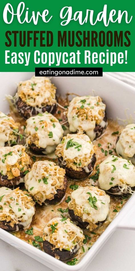 Olive Garden Stuffed Mushrooms, Easy Stuffed Mushroom Recipe, Mushroom Appetizer Recipes, Stuffed Mushroom Recipe, Easy Mushroom Recipes, Stuffed Mushrooms Easy, Creamy Sauces, Mushroom Appetizers, Olive Garden Recipes