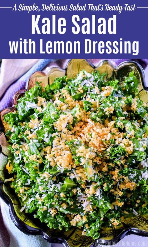 Kale Salad With Lemon Dressing, Raw Kale Salad, Lemon Kale Salad, Salad With Lemon Dressing, How To Make Kale, Salad With Lemon Vinaigrette, Massaged Kale Salad, Salad Simple, Make Ahead Salads