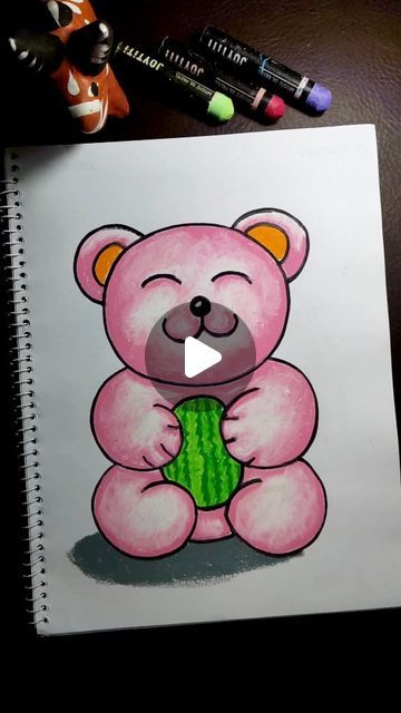 Gummy Bear Drawing Easy, Teddy Bear Painting Easy, Easy Teddy Bear Drawing, Cute Teddy Bear Drawing, Teddy Bear Drawing Easy, Bears Drawing, Doodling Ideas, Teddy Bear Drawing, Small Teddy Bears