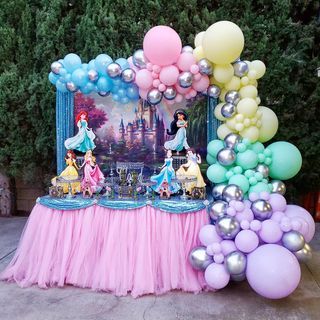 Disney Princess Balloon Garland, Princess Balloon Decorations, Disney Princess Backdrop, Princess Party Backdrop, Disney Princess Theme Birthday Party, Disney Princess Theme Party, Princess Backdrop, Disney Princess Theme, Princess Balloons