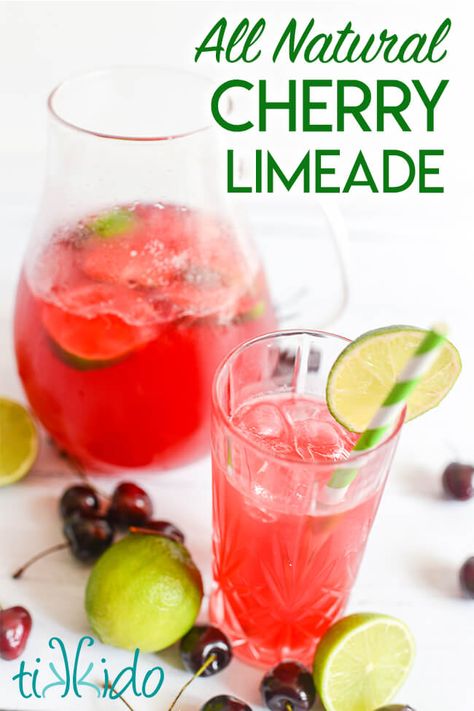 Diy Cherry Limeade, Homemade Cherry Limeade, Cherry Juice Recipe, Fresh Squeezed Juices, No Soda, Cherry Limeade Recipe, Limeade Drinks, Whole 30 Dessert, Fruit Harvest