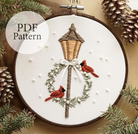 Cardinal Wreath, Beginner Embroidery, Beginner Embroidery Kit, Christmas Embroidery Patterns, Embroidery Alphabet, Halloween Embroidery, Embroidery For Beginners, Embroidery Kit, Christmas Embroidery