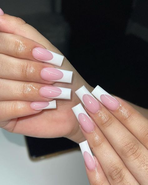 Summer 2022 Nails Inspo 2022062655 - 70 Best Summer 2022 Nails Inspo You Need to Try Long French Tip Nails, White Tip Acrylic Nails, French Tip Gel Nails, White Tip Nails, Long Square Nails, Tapered Square Nails, Milky Nails, Recipes Cookies, Nice Nails