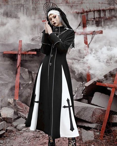 Nun Fancy Dress, Ghost Shoot, Evil Clothes, Princess Attire, Devil Inspired, Nun Outfit, Gothic Cosplay, Nun Costume, Fantasy Style