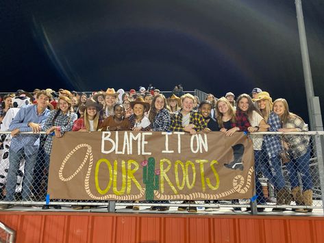 Western night student section Rowdy Crowd Themes, Pep Section Themes, Country Student Section Theme, Western Pep Rally Ideas, Western Hoco Theme, Western Fnl Theme, Western Theme Football Game Poster, Western Student Section, Espn Student Section Theme