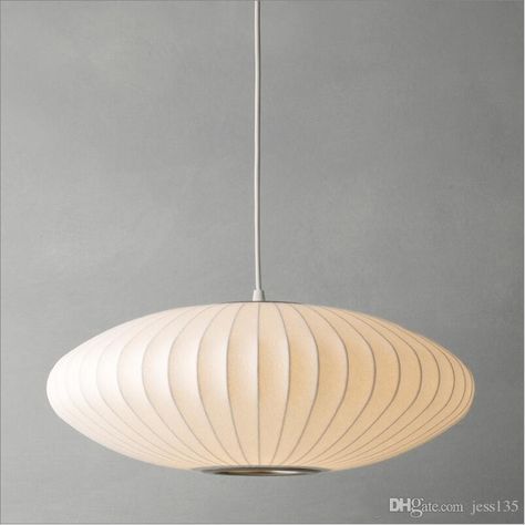 George Nelson Bubble Saucer Lamp E27 LED White Silk Pendant Light White Silk Flat Ball White Silk Hanging Lighting From Jess135, $97.29 | DHgate.Com Nelson Saucer Pendant, Saucer Lamp, George Nelson Bubble Lamp, George Nelson Bubble, Nelson Bubble, Mid Century Lighting Pendant, Mid Century Modern Lamps, Ball Pendant Lighting, Mid Century Pendant