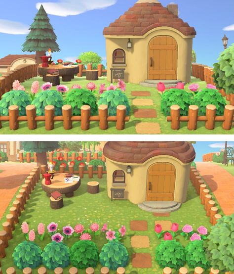 Simple Island Animal Crossing, Acnh Islanders Yards, Fauna Acnh Yard, Acnh Fauna House, Acnh House Exterior Ideas Simple, Acnh Simple Ideas, Animal Crossing Begginer Island Ideas, Acnh Basic Island Ideas, Simple Animal Crossing Island