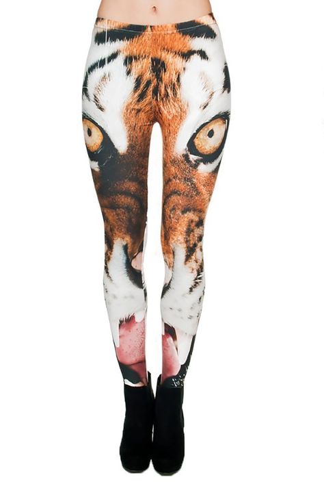 Crazy Leggings, Knitted Leggings, Leggings Fitness, Animal Motifs, Fashion Bottoms, Bengal Tiger, Shipping Tags, Women Pants, Print Leggings