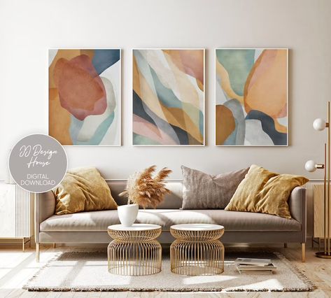 Apartment Wall Decor, Retro Kunst, Above Bed Decor, Grand Art Mural, Prints Abstract, Set Of 3 Prints, Above Bed, Wall Art Set Of 3, Neutral Wall Art