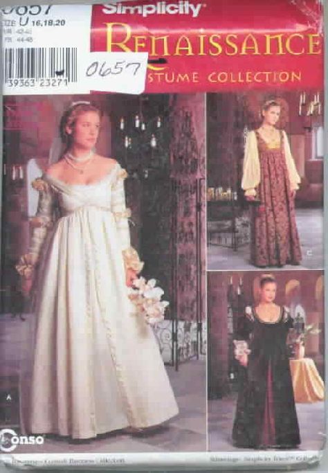 Simplicity 0657 Renaissance Gown  uslay called the Ever After dress Simplicity Patterns Costumes, Gown Sewing Pattern, Costume Sewing, Medieval Wedding, Gown Princess, Costume Sewing Patterns, Gown Pattern, Princess Costume, Costume Patterns