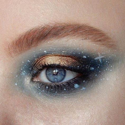 Starry Costume, Kristen Leanne, Fantasy Make-up, Watercolor Wings, Make Up Designs, Blue Smokey Eye, Galaxy Makeup, Youtube Makeup, Starry Eyed