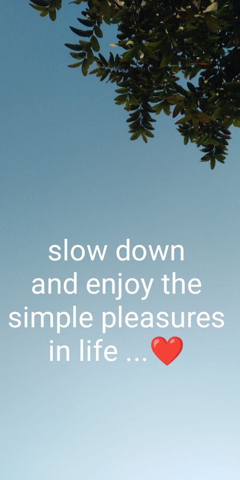 Slow down and enjoy the simple pleasures in life Pleasure Quote, Simple Reminders, Women Of Faith, See The World, Nature Quotes, Simple Pleasures, Simple Life, Slow Down, Incoming Call Screenshot