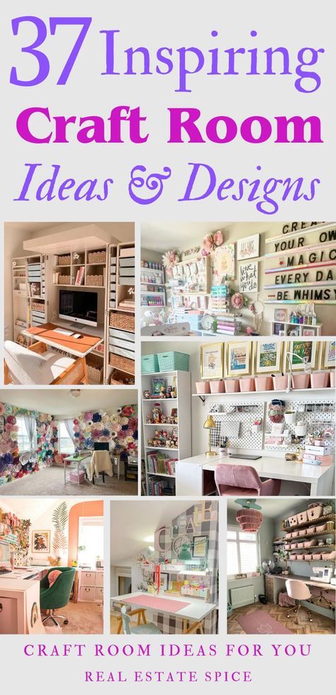 50 Craft Room Ideas and Designs To Ignite Creativity Craftrooms Ideas, Office/craft Room, Organise Desk, Cozy Hobby Room, Room Ideas Storage, She Shed Craft Room Ideas, Craft Room Layout Ideas, Craft Room Ideas On A Budget, Art Closet