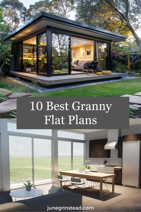 Modern Granny Flat, ADU, Mother In Law Cottage Modern Casitas Guest House, Granny Flat Designs Australia, Small Flat Plan, Mother Inlaw Suite, One Bedroom House Plans Simple, Small Granny Flat Ideas, Granny Flat Plans 2 Bedroom, 1 Bedroom Granny Flat Plans, Adu Units