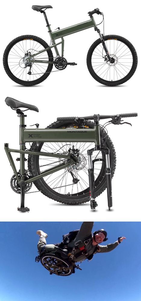 Montague's Paratrooper Tactical Folding Mountain Bike Montague Paratrooper, Folding Mountain Bike, Foldable Bikes, Best Mountain Bikes, Folding Bicycle, I Want To Ride My Bicycle, Bike Reviews, Cool Bicycles, Bicycle Design