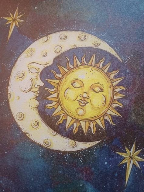 Whimsygoth Widgets, Sun And Moon Graduation Cap, Whimsigoth Sun And Moon, Sun And Moon Paintings, Sun Moon Stars Art, Sun And Moon And Stars, Sun Paintings, Sun And Moon Painting, Moon And Stars Art